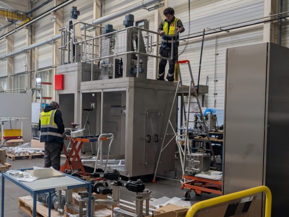 Assembly of an HBM1030 underway in our workshop : aiming for a 100% hygienic line